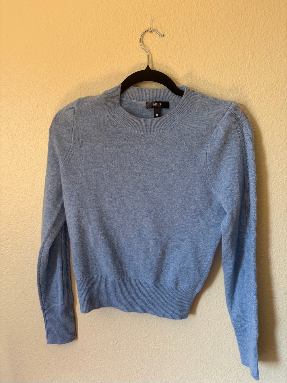 Cashmere Aqua Pale Blue Crewneck Sweater